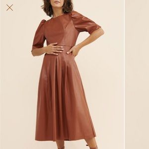Vegan Leather Midi Dress Size XS